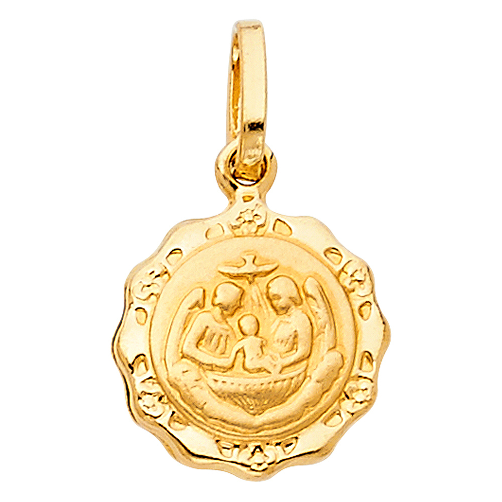 14K Yellow Gold Mini Small Baptism Charm Pendant